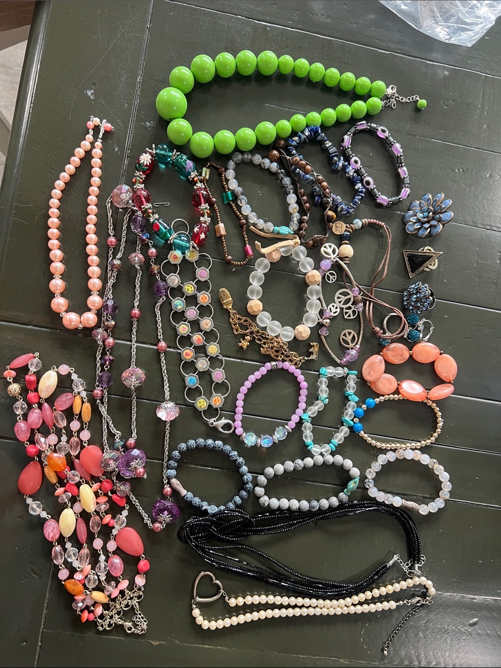 Mixed Bead Necklace and Bracelet Set - Assorted Colors